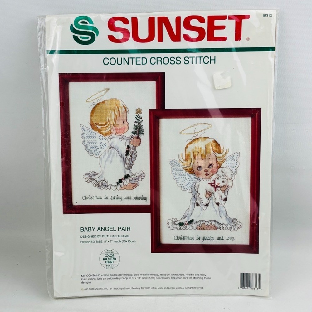 Sunset Christmas Baby Angel Pair Counted Cross Stitch Kit 18313